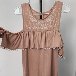 Pink off the shoulder tassel dress